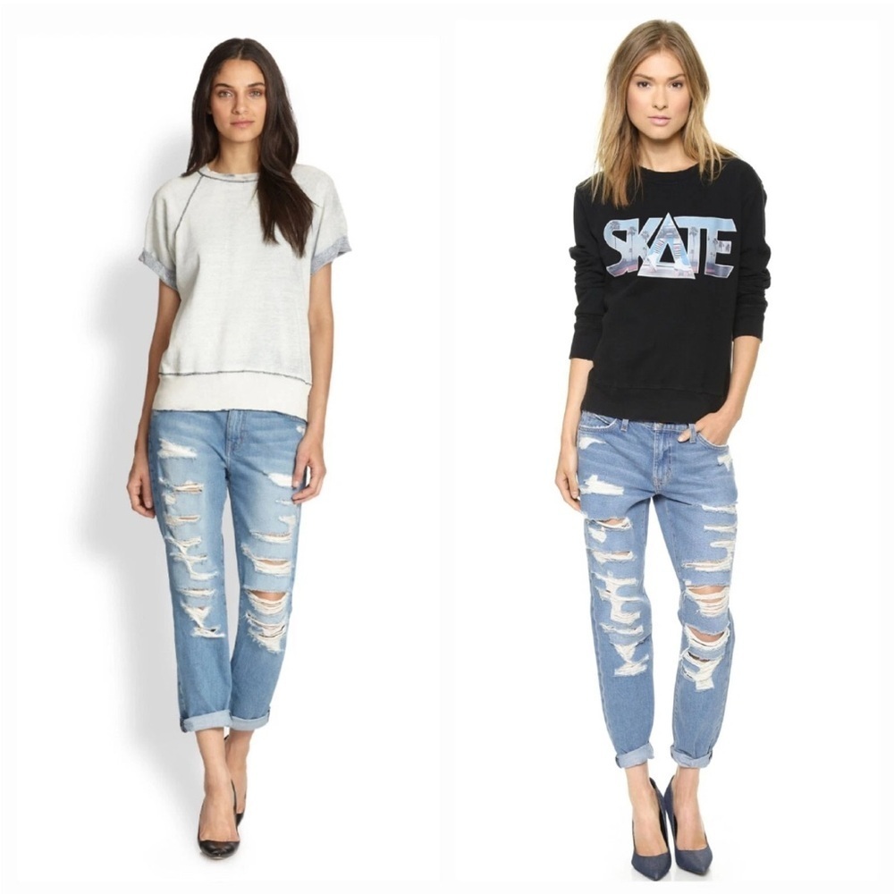 CURRENT ELLIOTT the-fling-tattered-destroy intermix boyfriend goop jeans 26“
